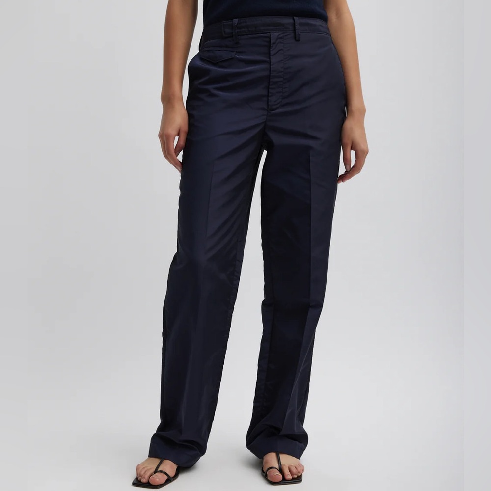 Tibi Silk Nylon Straight-Leg Trousers